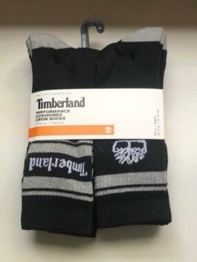 New Timberland Socks Men’s 5 Pair Black Cushioned Crew Socks Activewear Casual